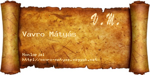 Vavro Mátyás névjegykártya